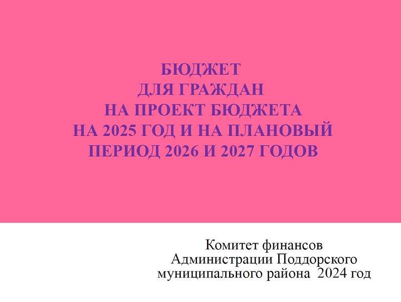 Бюджет для граждан (Проект бюджета Поддорского муниципального района на 2025 год и на плановый период 2026 и 2027 годов (ПРОЕКТ-презентация).